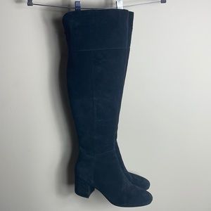 Franco Sarto Knee High Black Suede and Leather Boots